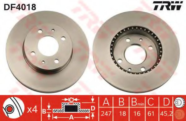 Disc frana NISSAN ALMERA I Hatchback (N15) (1995 - 2000) TRW DF4018 piesa NOUA