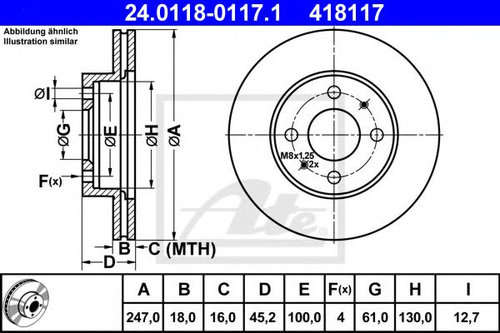 Disc frana NISSAN ALMERA I Hatchback (N15) (1995 - 2000) ATE 24.0118-0117.1 piesa NOUA
