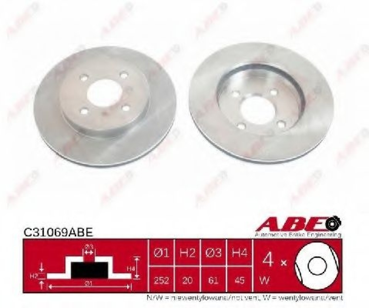 Disc frana NISSAN ALMERA I Hatchback (N15) (1995 - 2000) ABE C31069ABE piesa NOUA