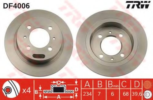 Disc frana NISSAN ALMERA I Hatchback (N15) (1995 - 2000) TRW DF4006 piesa NOUA