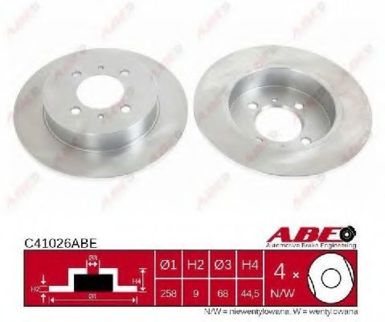 Disc frana NISSAN ALMERA I (N15) (1995 - 2000) ABE C41026ABE piesa NOUA