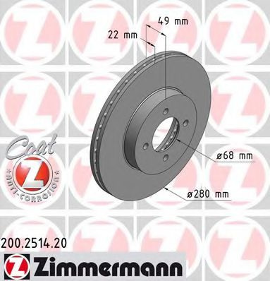 Disc frana NISSAN ALMERA II Hatchback (N16) (2000 - 2016) ZIMMERMANN 200.2514.20 piesa NOUA
