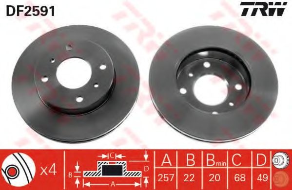 Disc frana NISSAN ALMERA II Hatchback (N16) (2000 - 2016) TRW DF2591 piesa NOUA