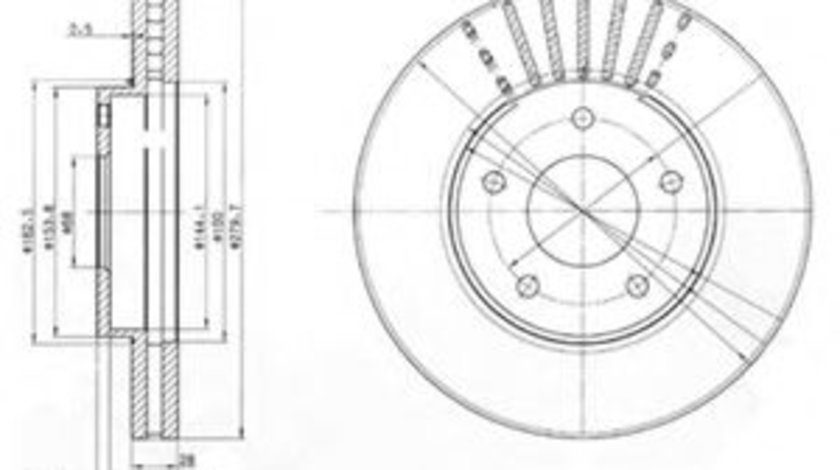 Disc frana NISSAN ALMERA TINO (V10) (1998 - 2006) DELPHI BG3816 piesa NOUA