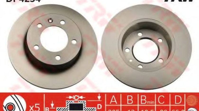 Disc frana NISSAN INTERSTAR caroserie (X70) (2002 - 2016) TRW DF4234 piesa NOUA