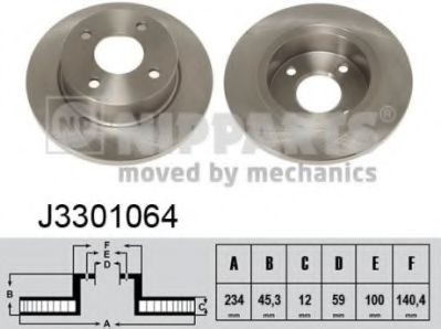 Disc frana NISSAN MICRA II (K11) (1992 - 2003) NIPPARTS J3301064 piesa NOUA
