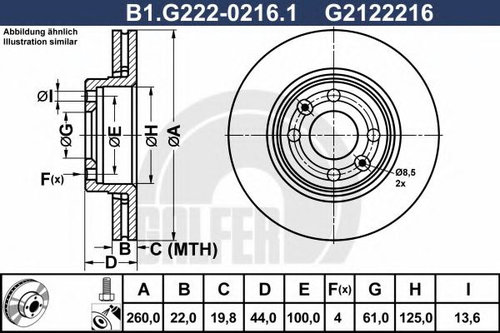 Disc frana NISSAN MICRA III (K12) (2003 - 2010) GALFER B1.G222-0216.1 piesa NOUA