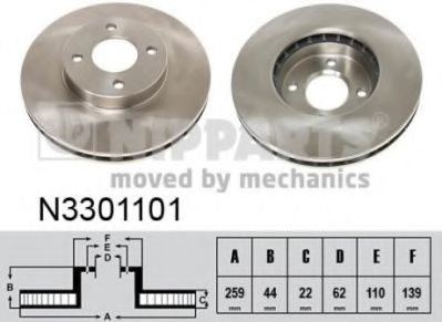 Disc frana NISSAN MICRA IV (K13) (2010 - 2016) NIPPARTS N3301101 piesa NOUA