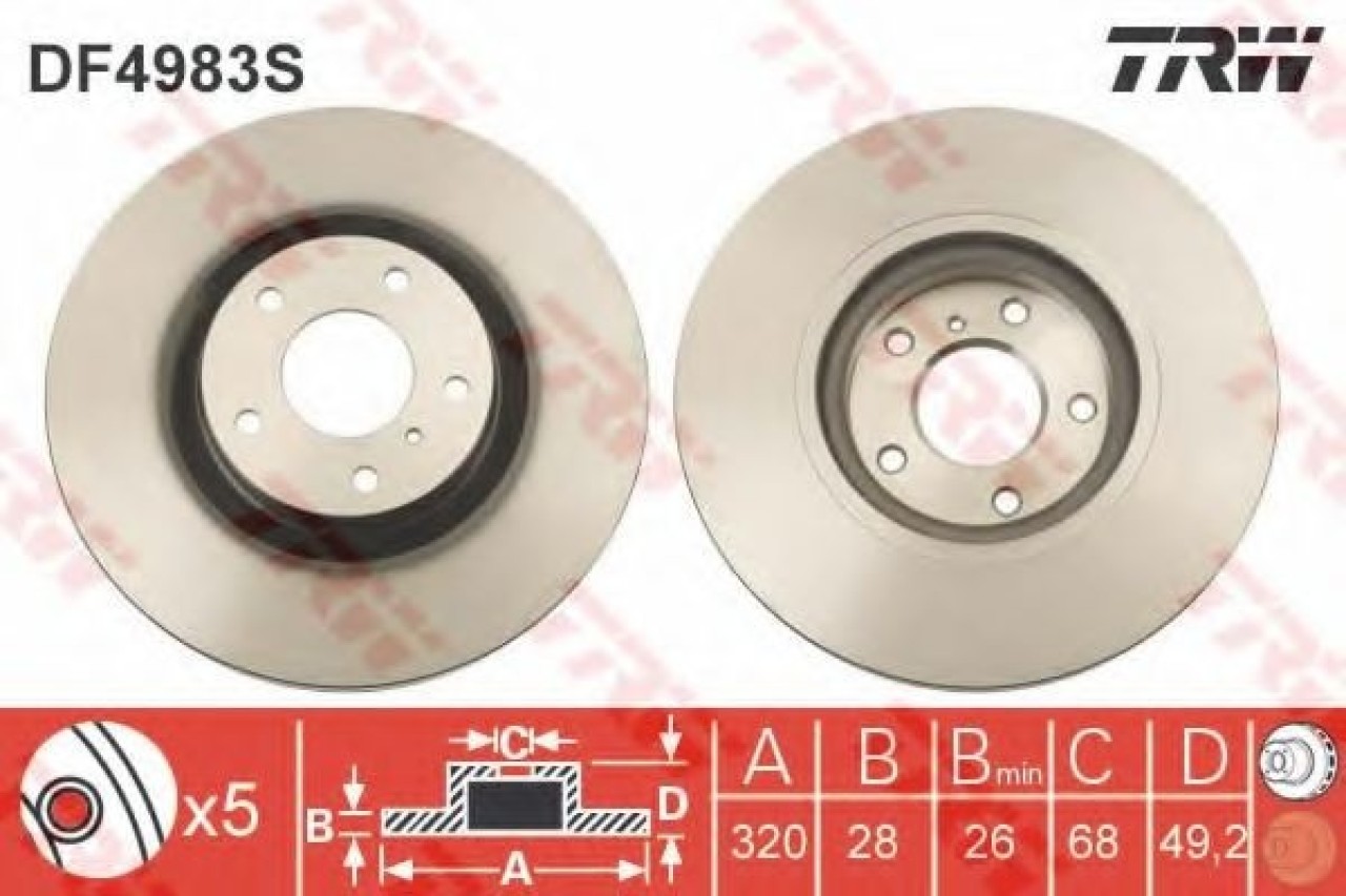 Disc frana NISSAN MURANO (Z51) (2007 - 2016) TRW DF4983S piesa NOUA