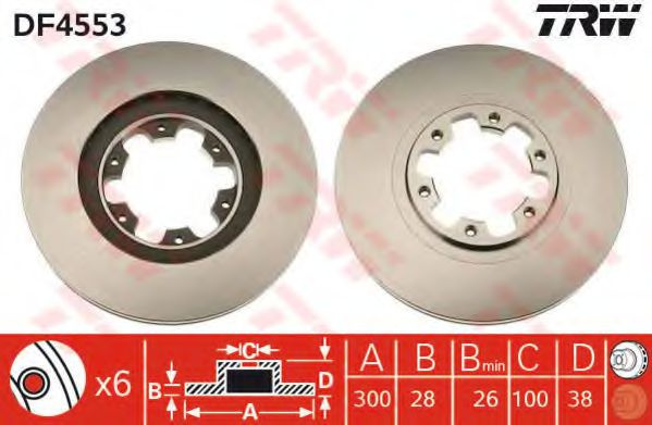 Disc frana NISSAN NAVARA platou / sasiu (D22) (1997 - 2016) TRW DF4553 piesa NOUA