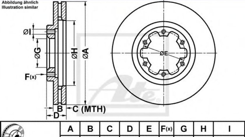 Disc frana NISSAN NAVARA platou / sasiu (D22) (1997 - 2016) ATE 24.0128-0166.1 piesa NOUA