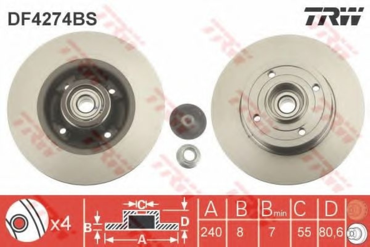 Disc frana NISSAN NOTE (E11) (2006 - 2013) TRW DF4274BS piesa NOUA