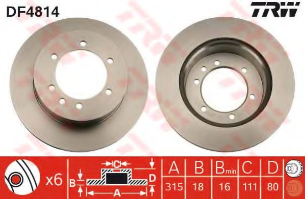 Disc frana NISSAN PATROL GR V Wagon (Y61) (1997 - 2016) TRW DF4814 piesa NOUA