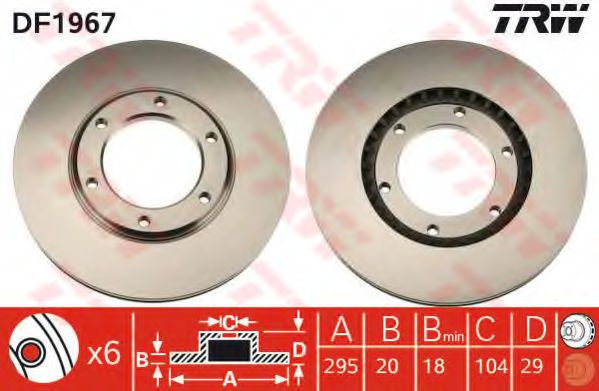 Disc frana NISSAN PATROL GR V Wagon (Y61) (1997 - 2016) TRW DF1967 piesa NOUA