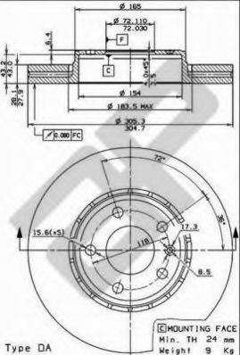 Disc frana NISSAN PRIMASTAR caroserie (X83) (2002 - 2016) METZGER 24828 piesa NOUA