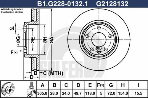 Disc frana NISSAN PRIMASTAR platou / sasiu (2002 - 2006) GALFER B1.G228-0132.1 piesa NOUA