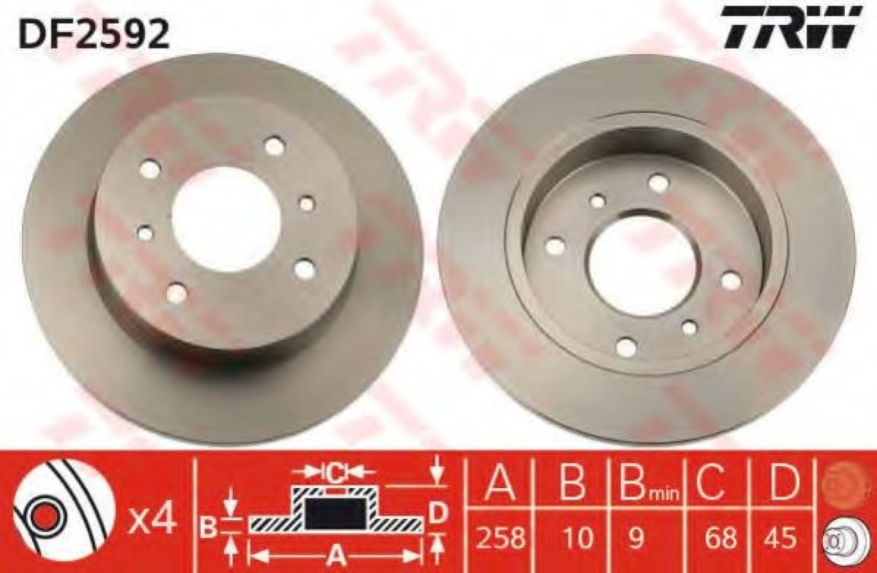 Disc frana NISSAN PRIMERA Break (WP11) (1996 - 2002) TRW DF2592 piesa NOUA