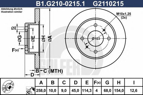 Disc frana NISSAN PRIMERA Break (WP11) (1996 - 2002) GALFER B1.G210-0215.1 piesa NOUA