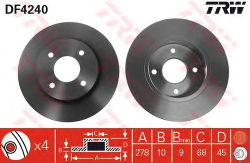 Disc frana NISSAN PRIMERA Hatchback (P11) (1996 - 2002) TRW DF4240 piesa NOUA