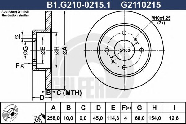 Disc frana NISSAN PRIMERA (P11) (1996 - 2001) GALFER B1.G210-0215.1 piesa NOUA