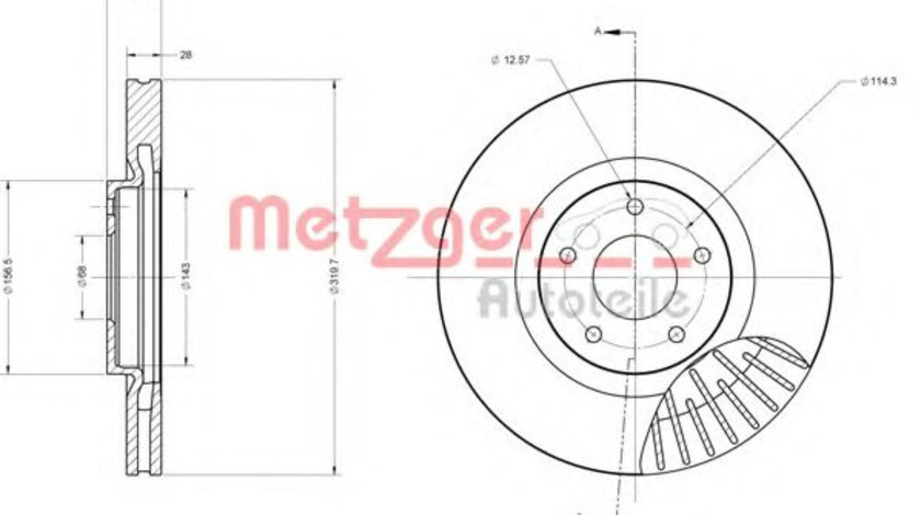 Disc frana NISSAN QASHQAI / QASHQAI +2 (J10, JJ10) (2007 - 2013) METZGER 6110189 piesa NOUA