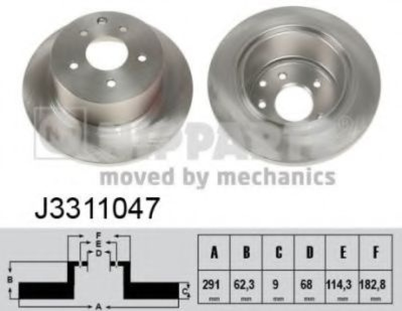 Disc frana NISSAN QASHQAI / QASHQAI +2 (J10, JJ10) (2007 - 2013) NIPPARTS J3311047 piesa NOUA
