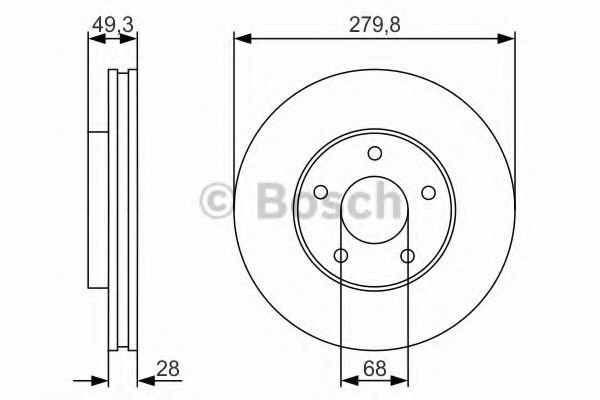 Disc frana NISSAN X-TRAIL (T30) (2001 - 2013) BOSCH 0 986 479 R90 piesa NOUA