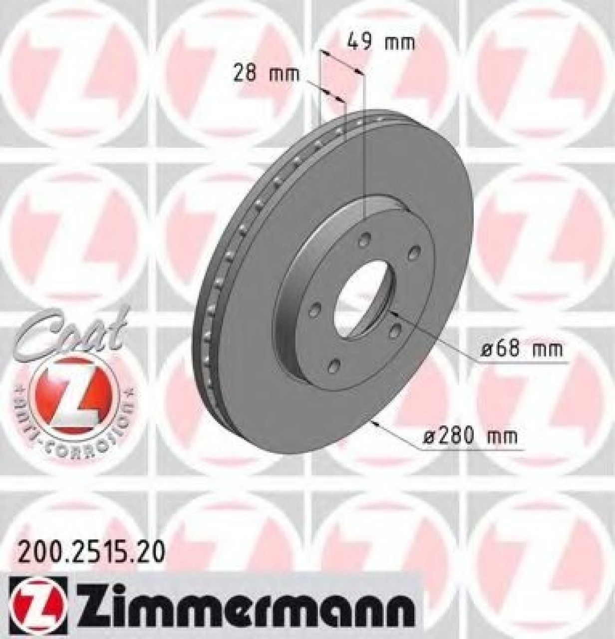 Disc frana NISSAN X-TRAIL (T30) (2001 - 2013) ZIMMERMANN 200.2515.20 piesa NOUA