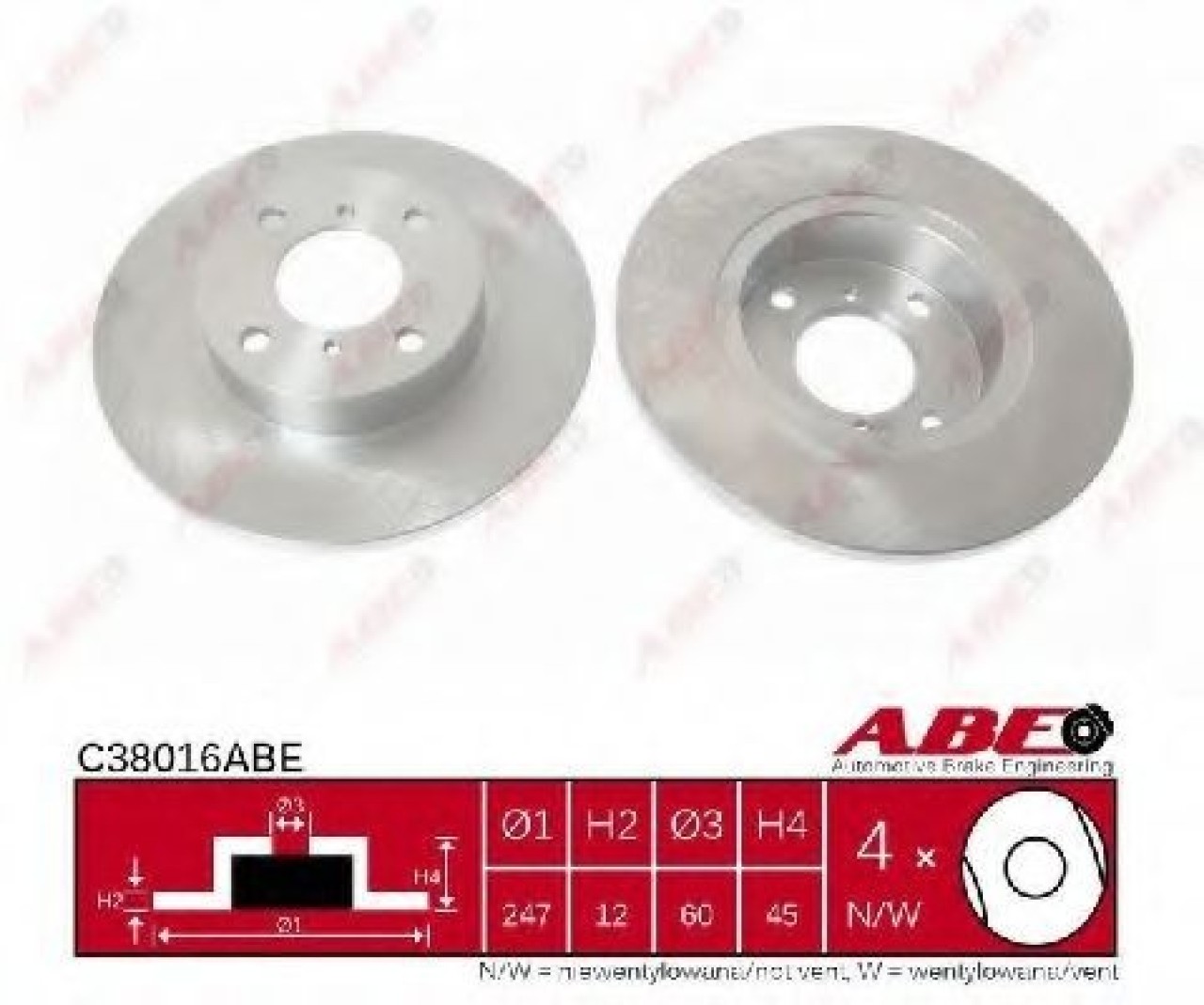 Disc frana OPEL AGILA (A) (H00) (2000 - 2007) ABE C38016ABE piesa NOUA
