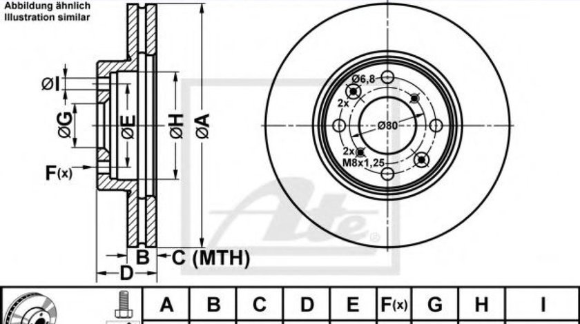 Disc frana OPEL AGILA (B) (H08) (2008 - 2016) ATE 24.0120-0211.1 piesa NOUA