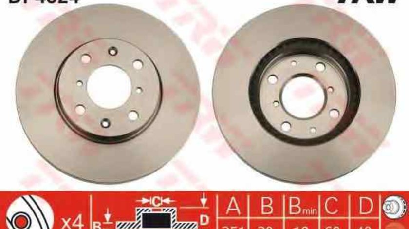 Disc frana OPEL AGILA B H08 TRW DF4824