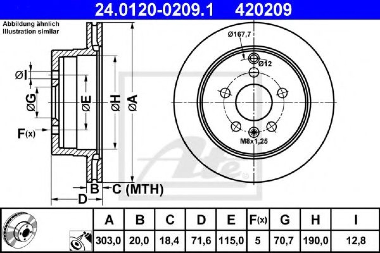 Disc frana OPEL ANTARA (2006 - 2016) ATE 24.0120-0209.1 piesa NOUA