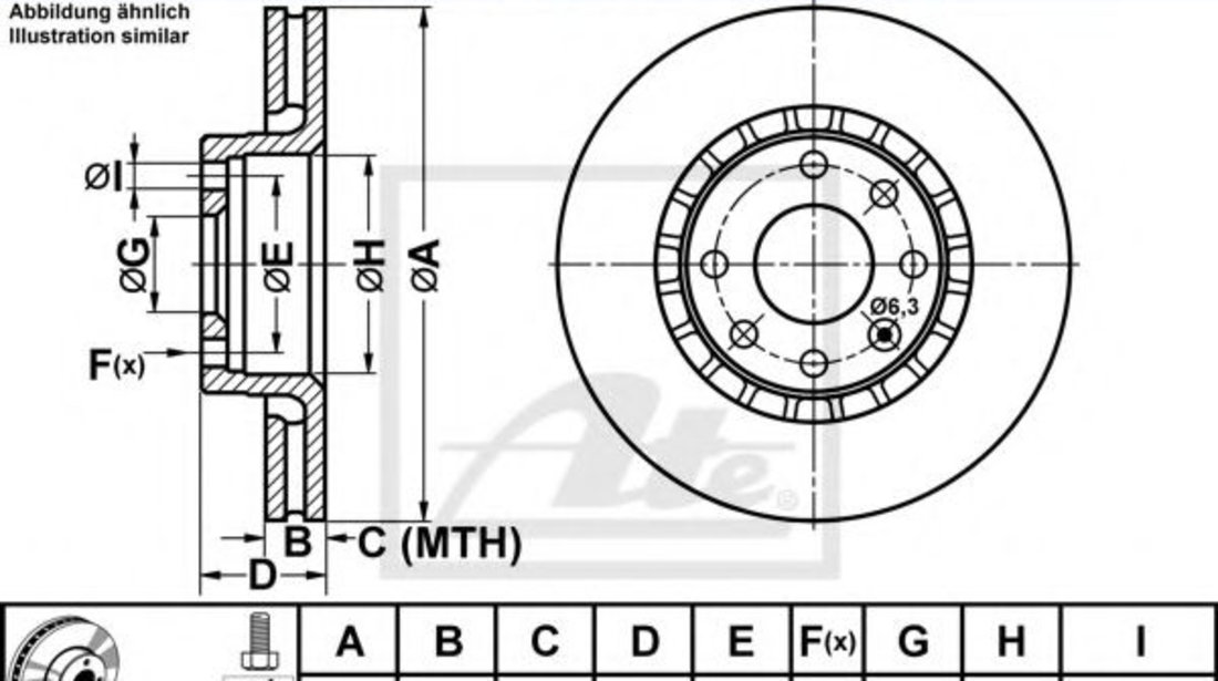 Disc frana OPEL ASTRA F Combi (51, 52) (1991 - 1998) ATE 24.0120-0140.1 piesa NOUA