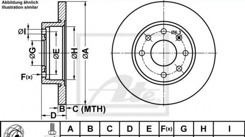 Disc frana OPEL ASTRA F Combi (51, 52) (1991 - 1998) ATE 24.0313-0161.1 piesa NOUA