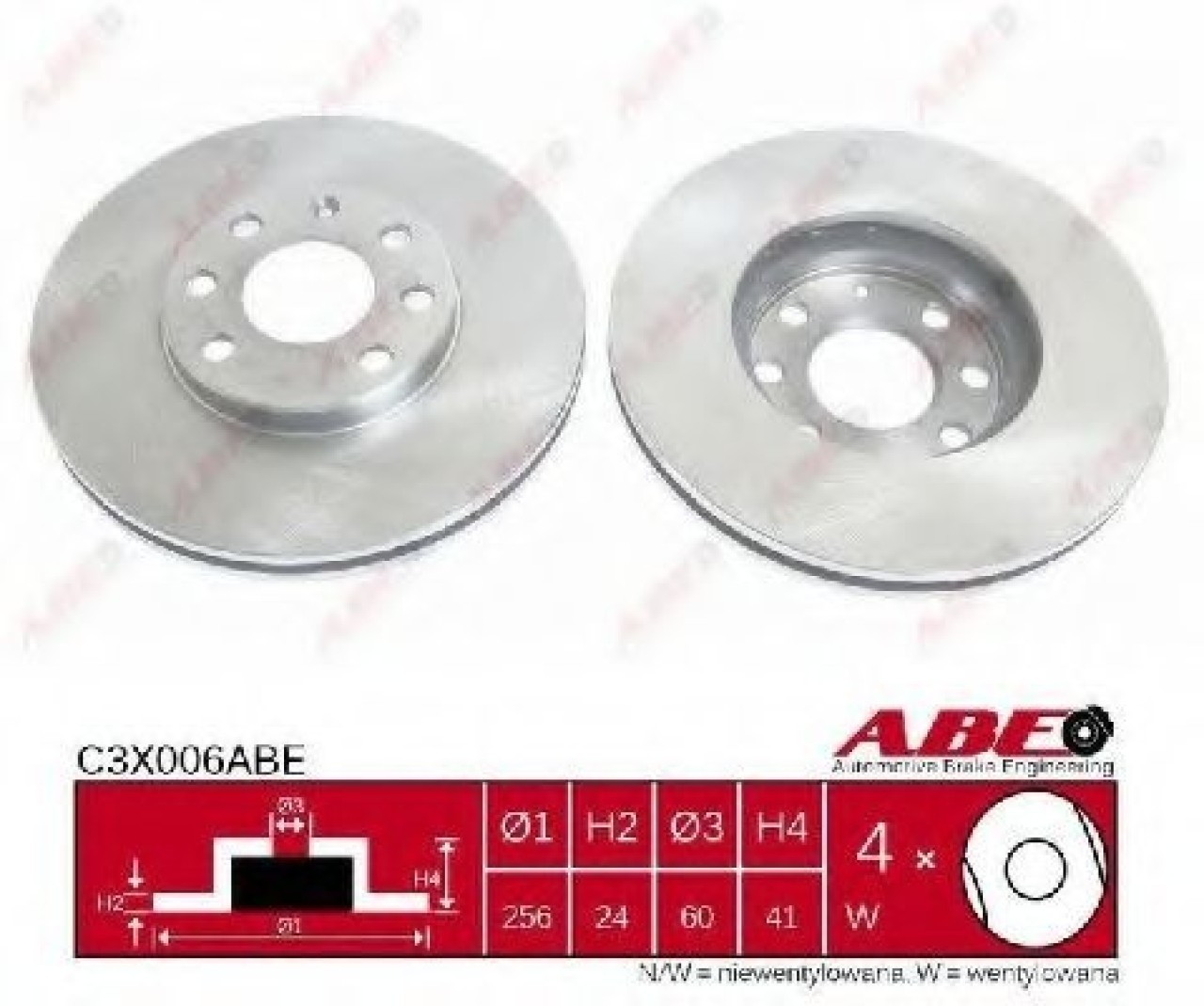 Disc frana OPEL ASTRA G Cabriolet (F67) (2001 - 2005) ABE C3X006ABE piesa NOUA