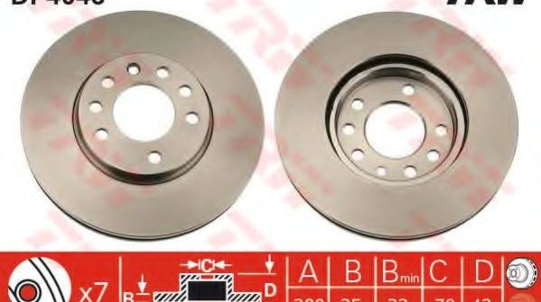 Disc frana OPEL ASTRA G Cabriolet (F67) (2001 - 2005) TRW DF4048 piesa NOUA