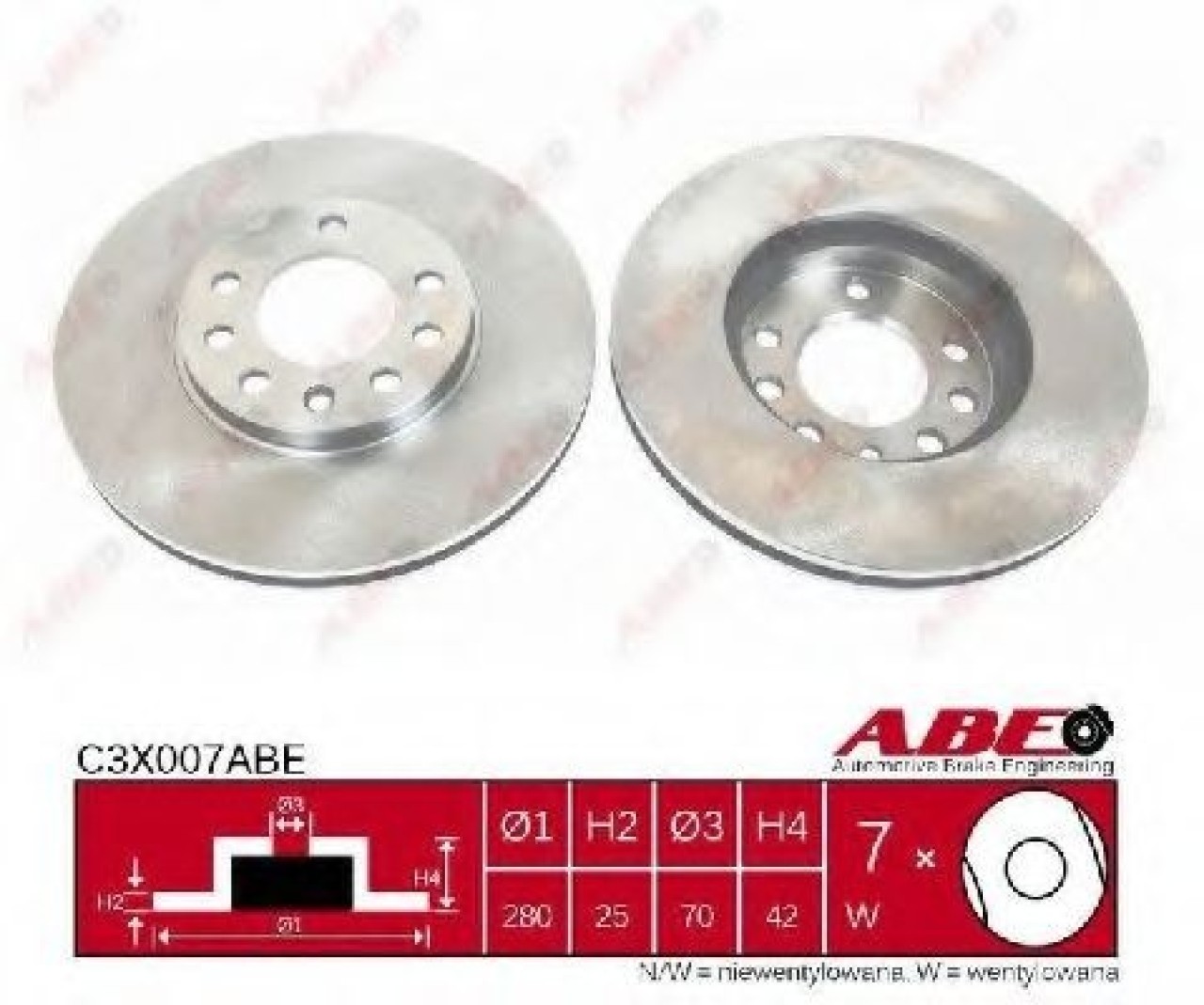 Disc frana OPEL ASTRA G Cabriolet (F67) (2001 - 2005) ABE C3X007ABE piesa NOUA