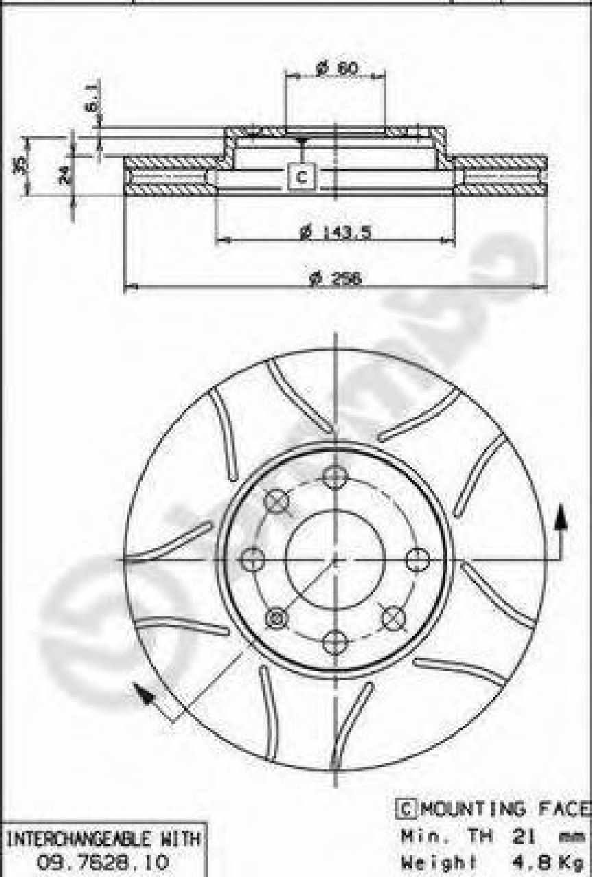 Disc frana OPEL ASTRA G Combi (F35) (1998 - 2009) BREMBO 09.7628.75 piesa NOUA