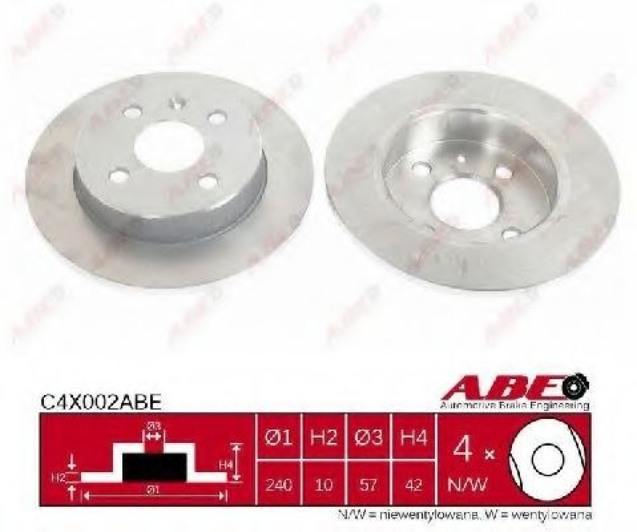 Disc frana OPEL ASTRA G Cupe (F07) (2000 - 2005) ABE C4X002ABE piesa NOUA