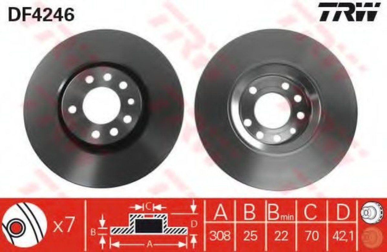 Disc frana OPEL ASTRA G Cupe (F07) (2000 - 2005) TRW DF4246 piesa NOUA