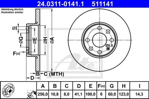 Disc frana OPEL ASTRA G Hatchback (F48, F08) (1998 - 2009) ATE 24.0311-0141.1 piesa NOUA