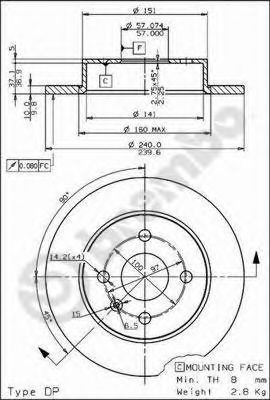 Disc frana OPEL ASTRA G Limuzina (F69) (1998 - 2009) BREMBO 08.7626.75 piesa NOUA
