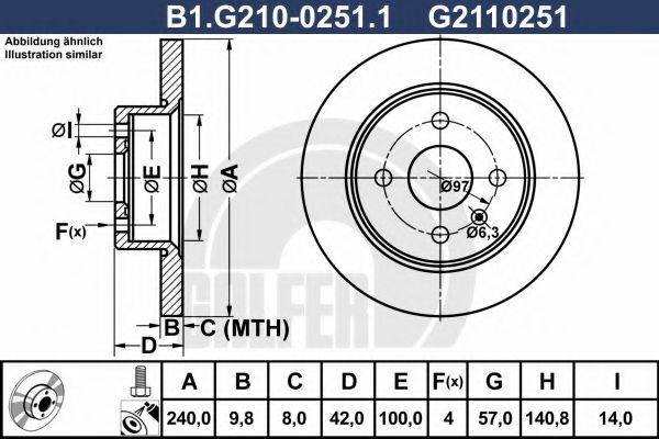 Disc frana OPEL ASTRA H GTC (L08) (2005 - 2016) GALFER B1.G210-0251.1 piesa NOUA