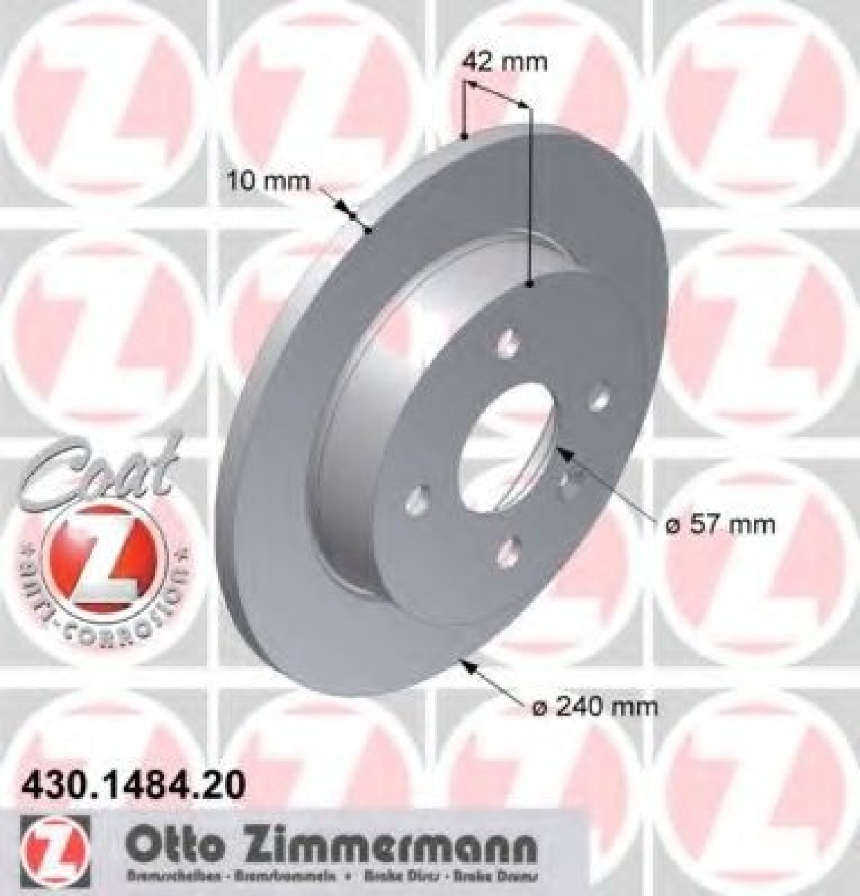 Disc frana OPEL ASTRA H GTC (L08) (2005 - 2016) ZIMMERMANN 430.1484.20 piesa NOUA