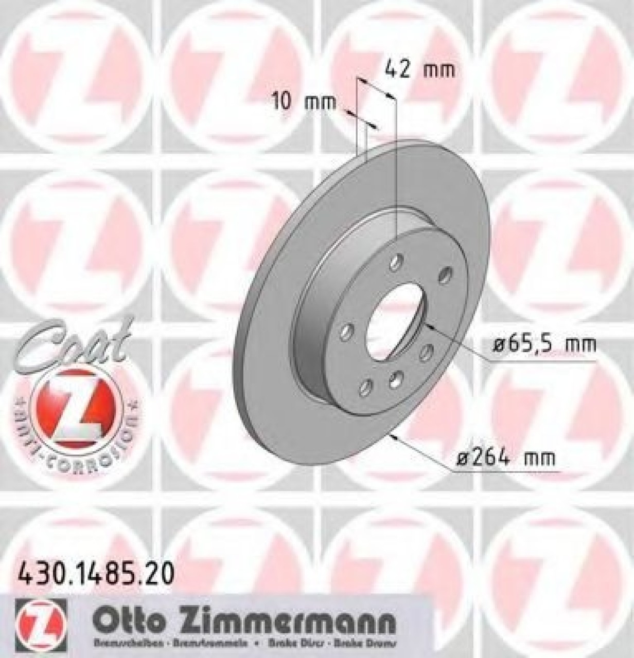Disc frana OPEL ASTRA H GTC (L08) (2005 - 2016) ZIMMERMANN 430.1485.20 piesa NOUA