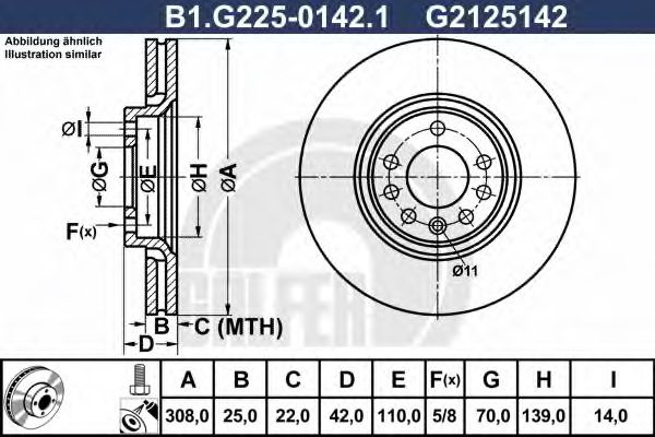 Disc frana OPEL ASTRA H (L48) (2004 - 2016) GALFER B1.G225-0142.1 piesa NOUA
