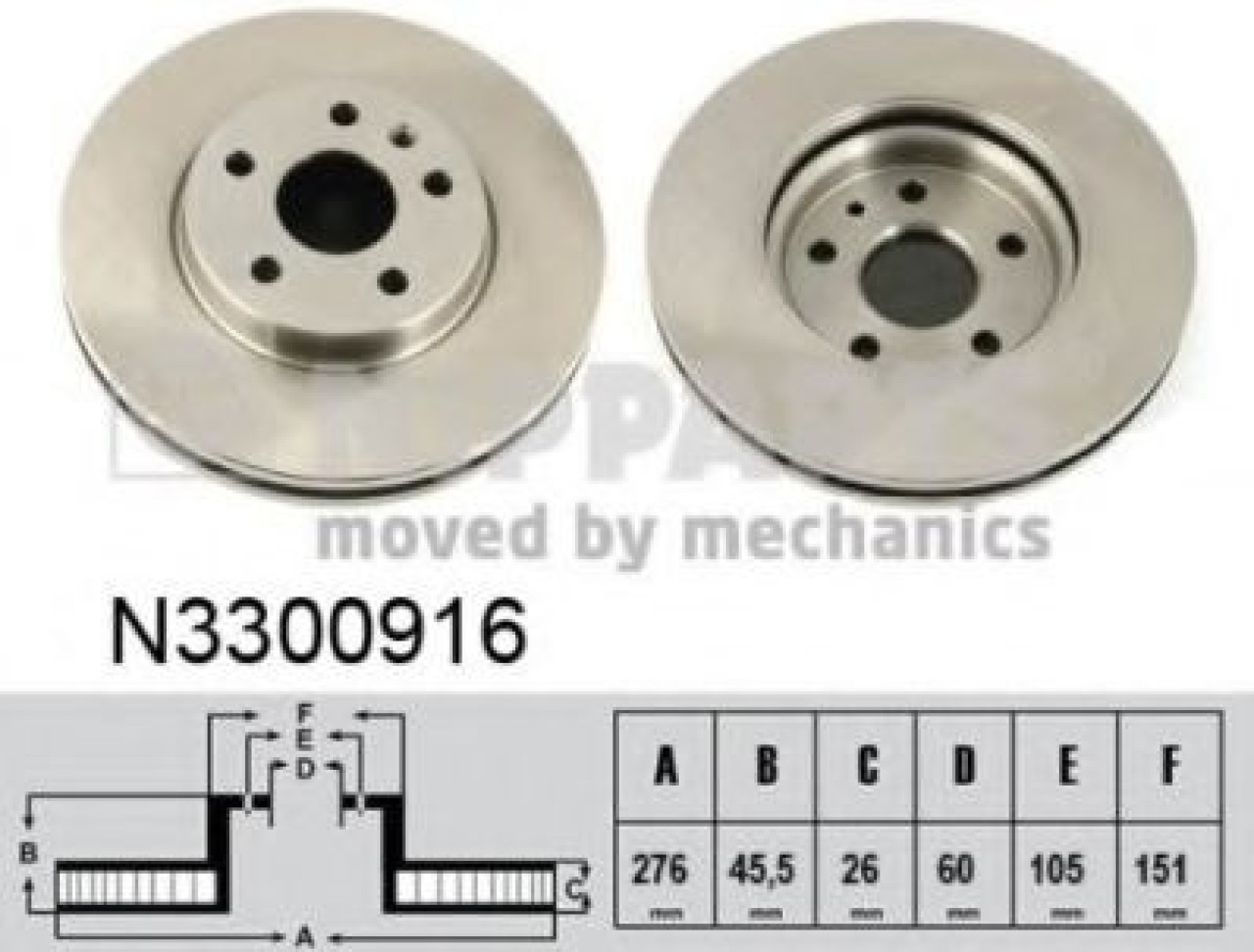 Disc frana OPEL ASTRA J (2009 - 2016) NIPPARTS N3300916 piesa NOUA