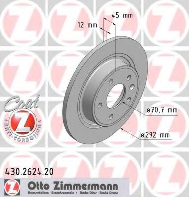 Disc frana OPEL ASTRA J Limuzina (2012 - 2016) ZIMMERMANN 430.2624.20 piesa NOUA