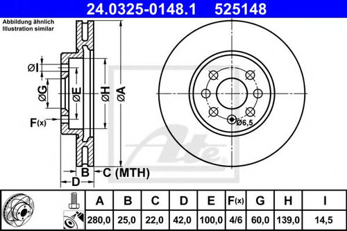 Disc frana OPEL COMBO Combi (2001 - 2016) ATE 24.0325-0148.1 piesa NOUA