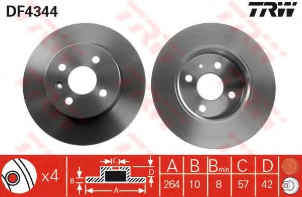 Disc frana OPEL COMBO Combi (2001 - 2016) TRW DF4344 piesa NOUA